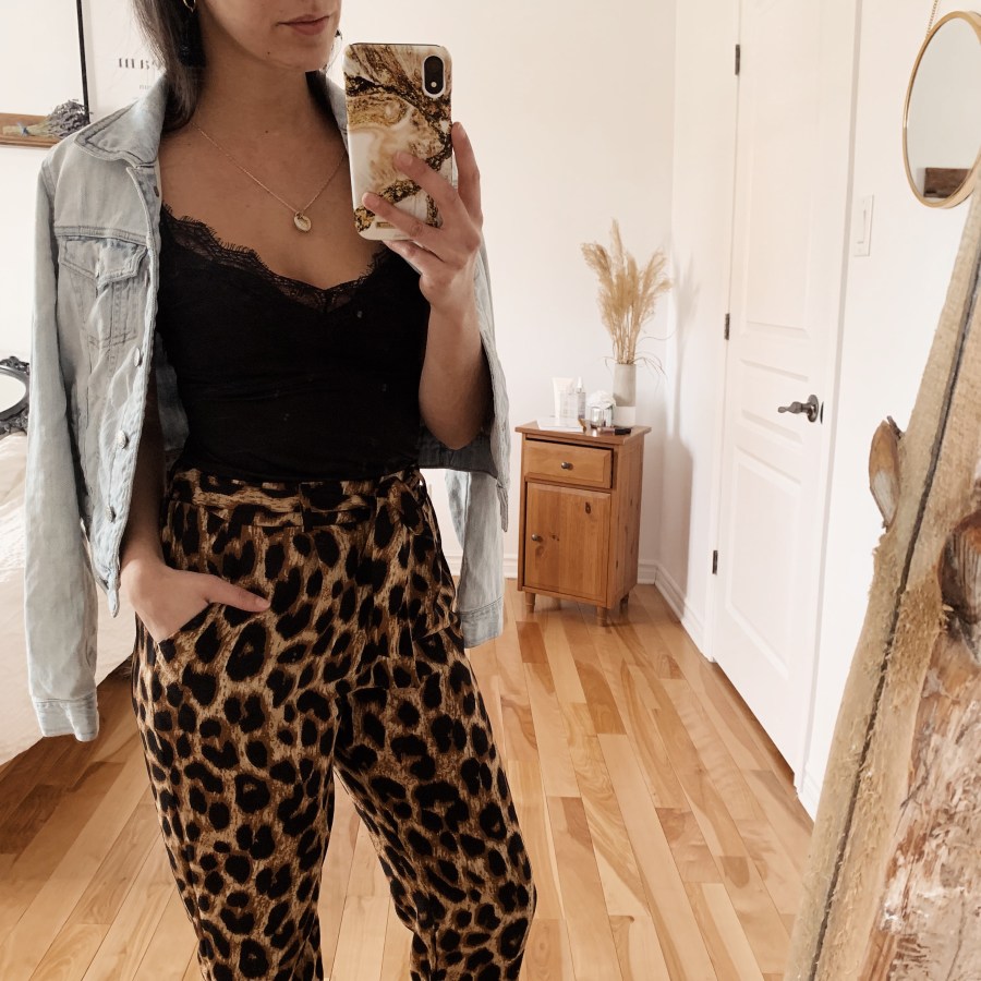 Close up leopard pants